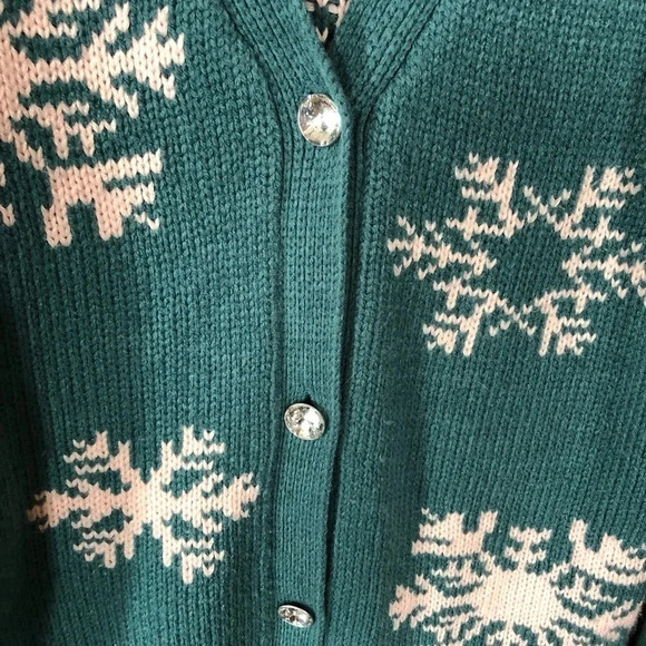 Knit Snowflake Cardigan with Sparkly Buttons - Picture 4 of 11